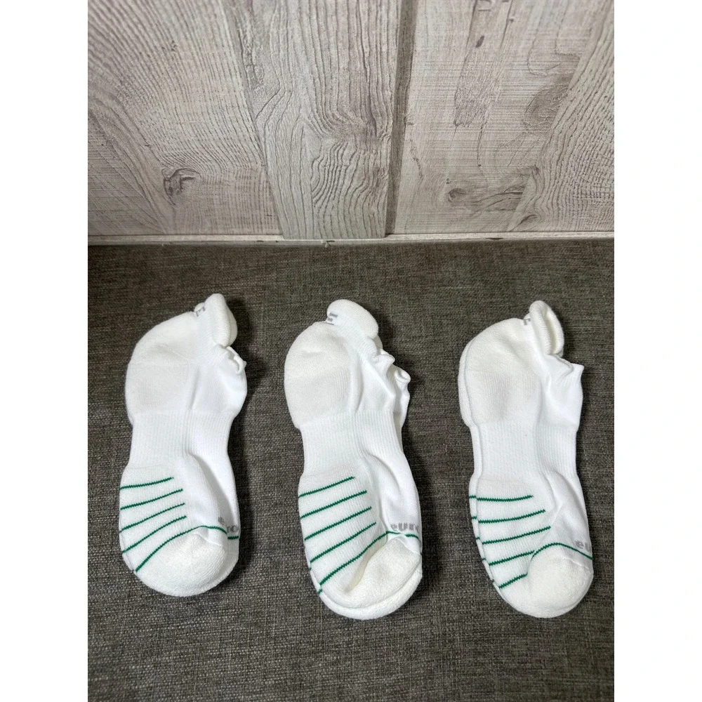 Eurosock Ace Silver No Show Tab Compression Socks 3PK White Green Stripe Size M